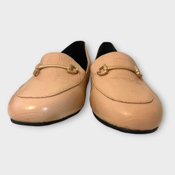 Vaila Reese Crocodile Texture Loafers Creamer Sz 10 Office Elegance - Picture 7 of 14